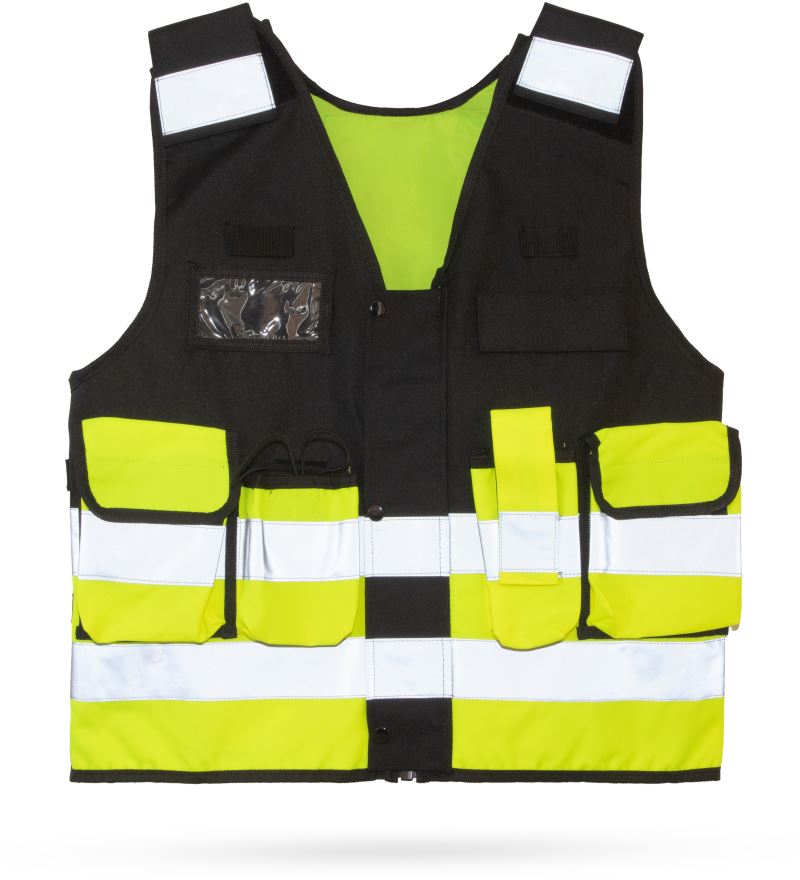 Korntex Stammheim večnamenski taktični telovnik - Črna / fluorescentno rumena