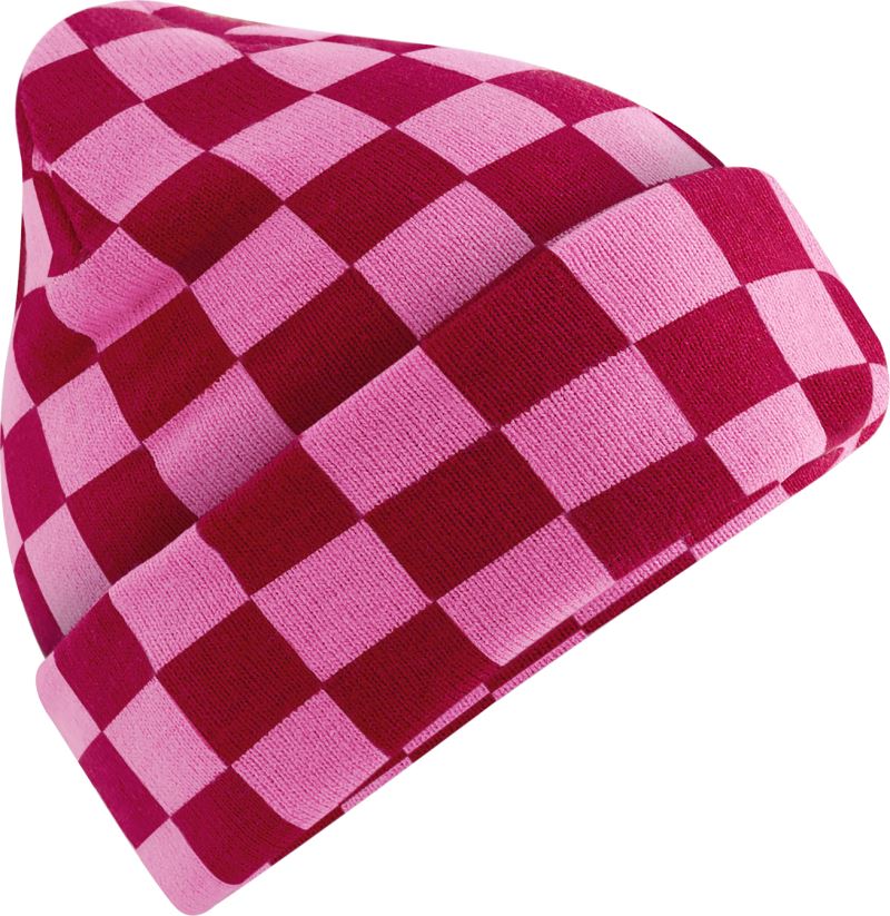 Unisex knitted Hat "Checkerboard" Beechfield – classic red/true pink