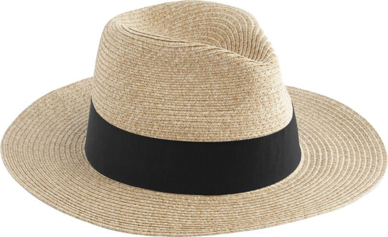 Unisex straw Fedora Beechfield – natural/black
