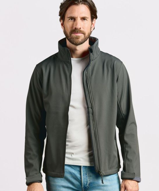 Moška softshell jakna Promodoro 7820, modra s kapuco in zadrgo, prikazana na sliki