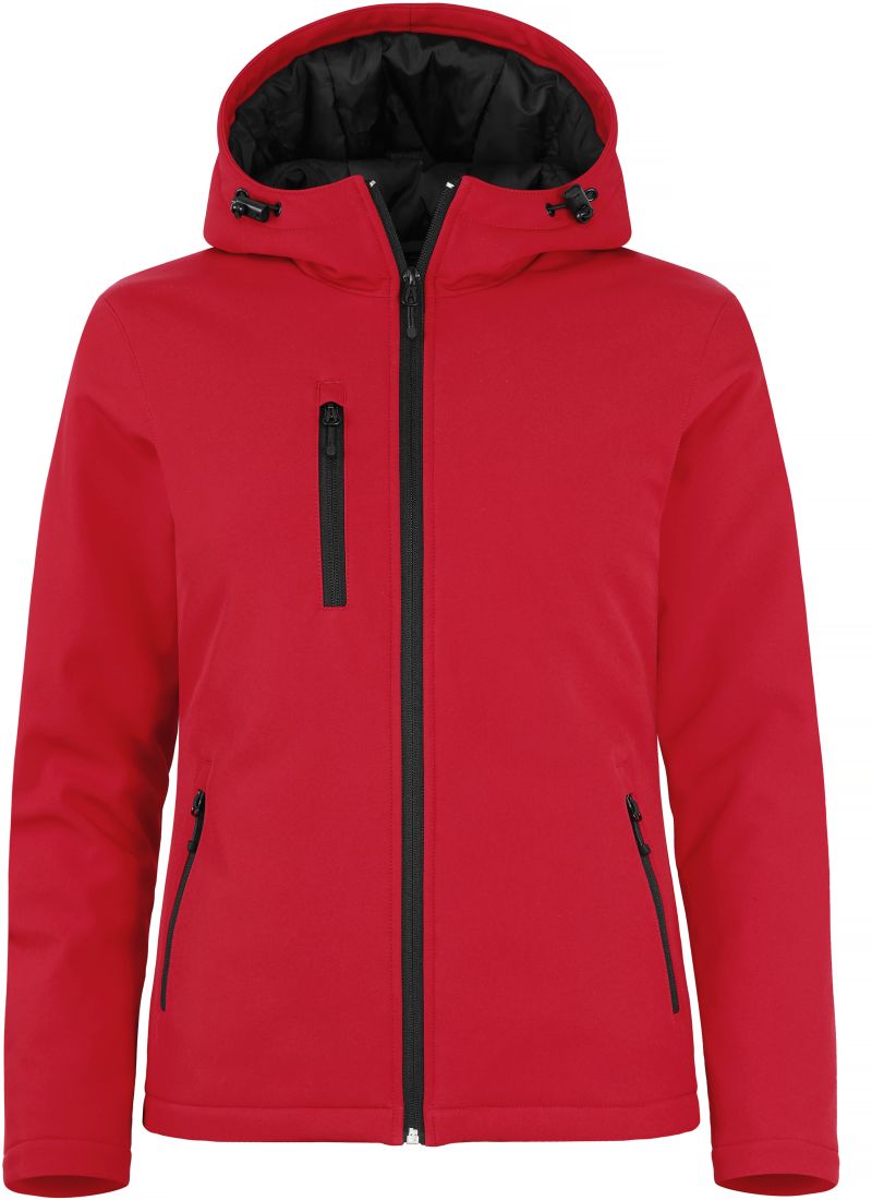 Ženska podložena s kapuco softshell jakna Clique – Rdeča
