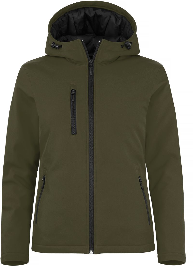 Ženska podložena s kapuco softshell jakna Clique – fog green