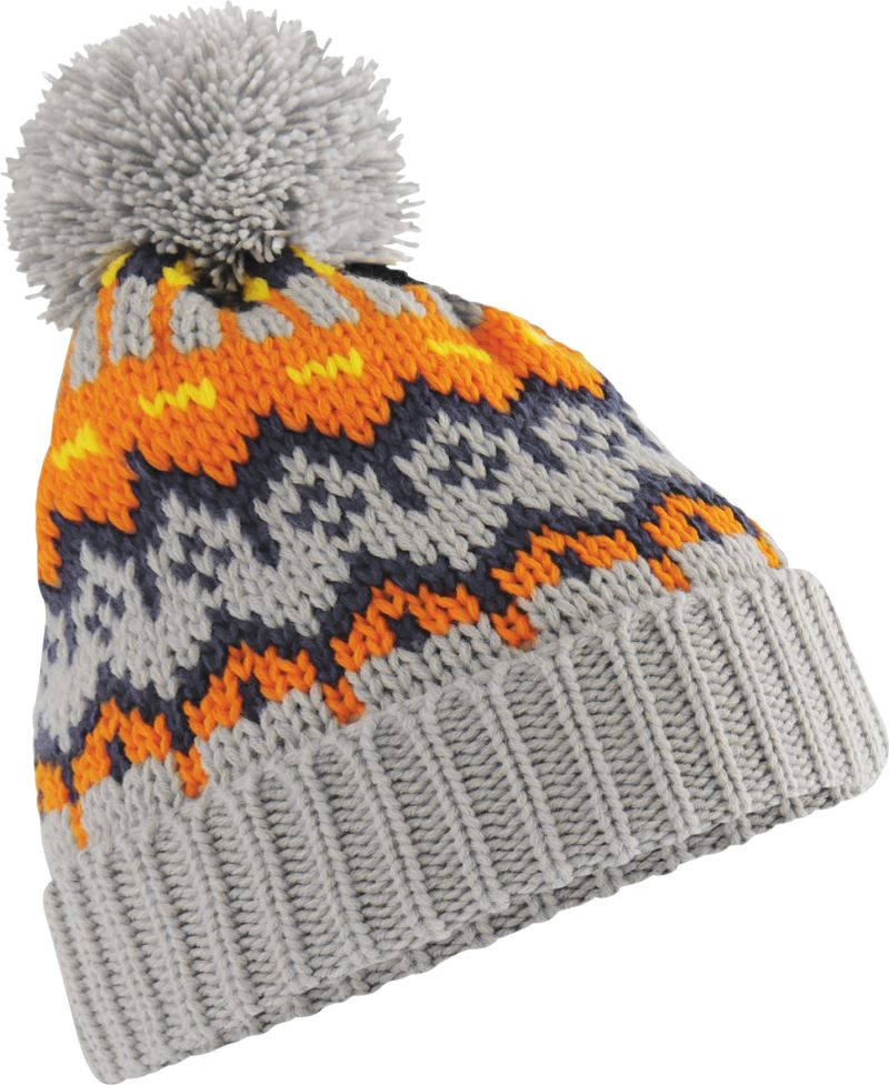Unisex knitted Hat Pompon "Retro Ski" Beechfield – glacier grey
