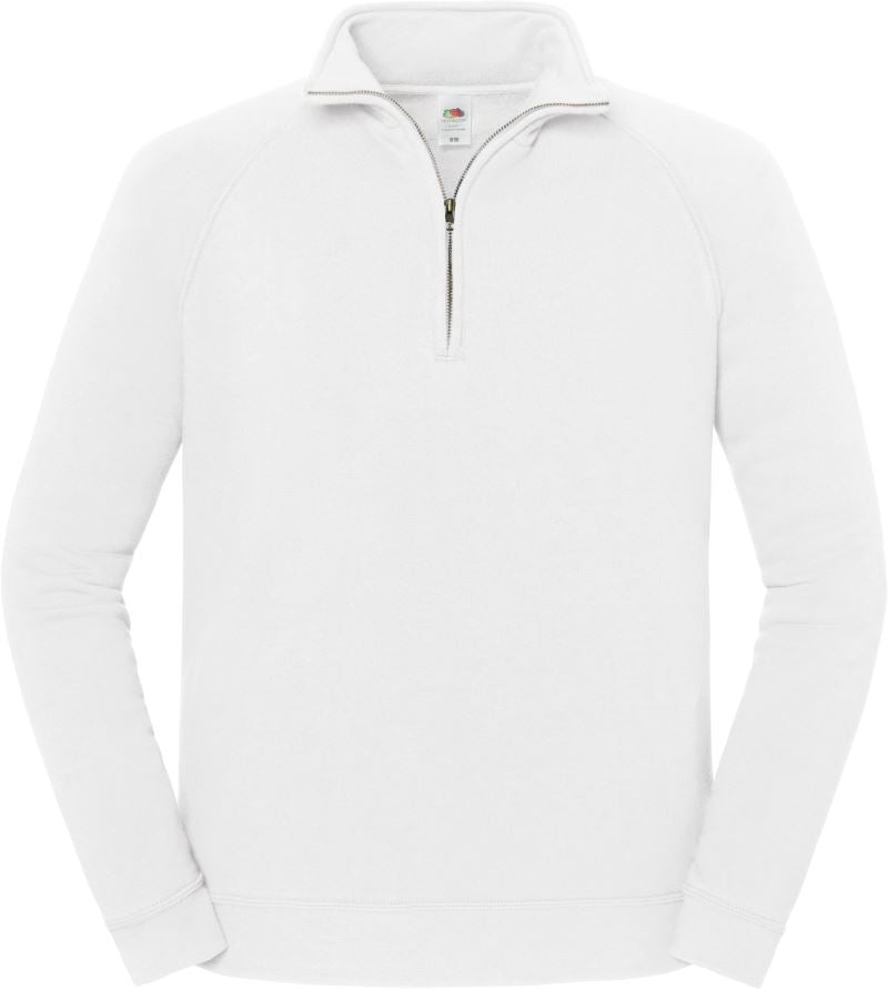 Unisex težji pulover z 1/4 zadrgo Fruit of the Loom – Bela
