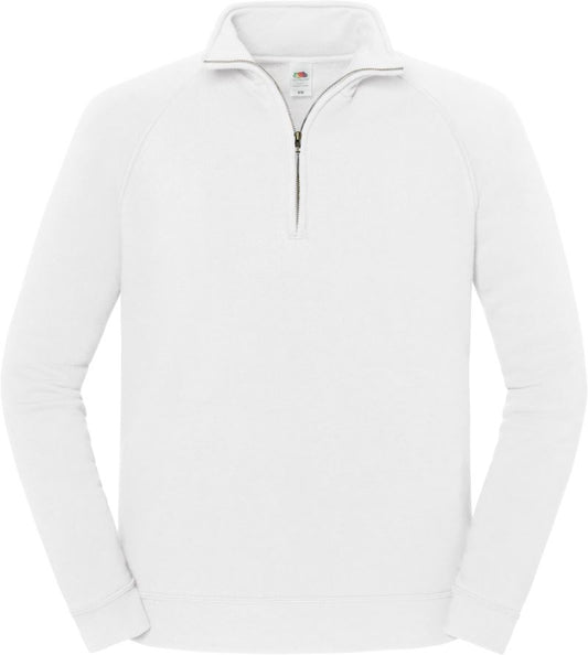Unisex težji pulover z 1/4 zadrgo Fruit of the Loom – Bela