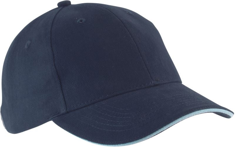 Unisex 6 Panel Sandwich kapa "Orlando" Kariban – navy/sky blue