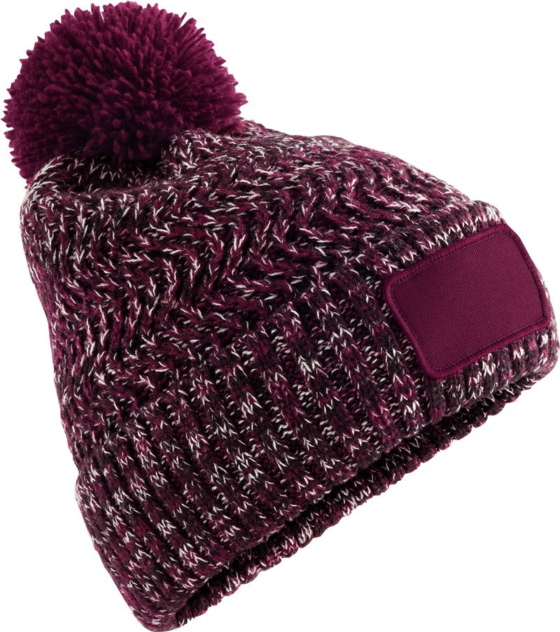 Pletena kapa s cofom Ramble Patch Beechfield B 331 - Bordo melirana