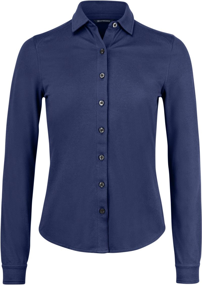 Ženski piqué Blouse dolgi rokav Cutter & Buck – dark navy