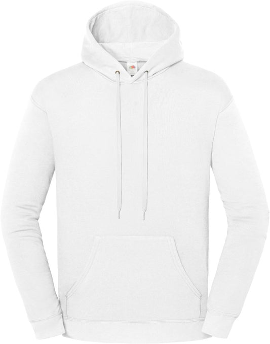 Unisex pulover s kapuco znamke Fruit of the Loom, siv barve, udoben in sproščen kos oblačila za vsakdanjo rabo.