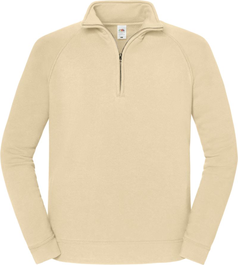 Unisex težji pulover z 1/4 zadrgo Fruit of the Loom – desert sand