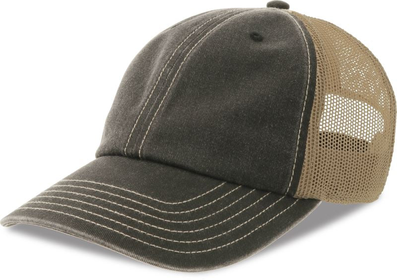 Unisex 6 Panel Vintage Trucker kapa Atlantis – black/khaki