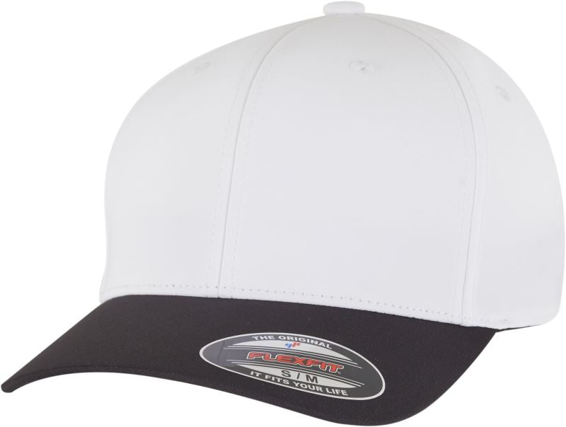 Unisex 6 Panel kapa "Water Repellent" Flexfit – black/white