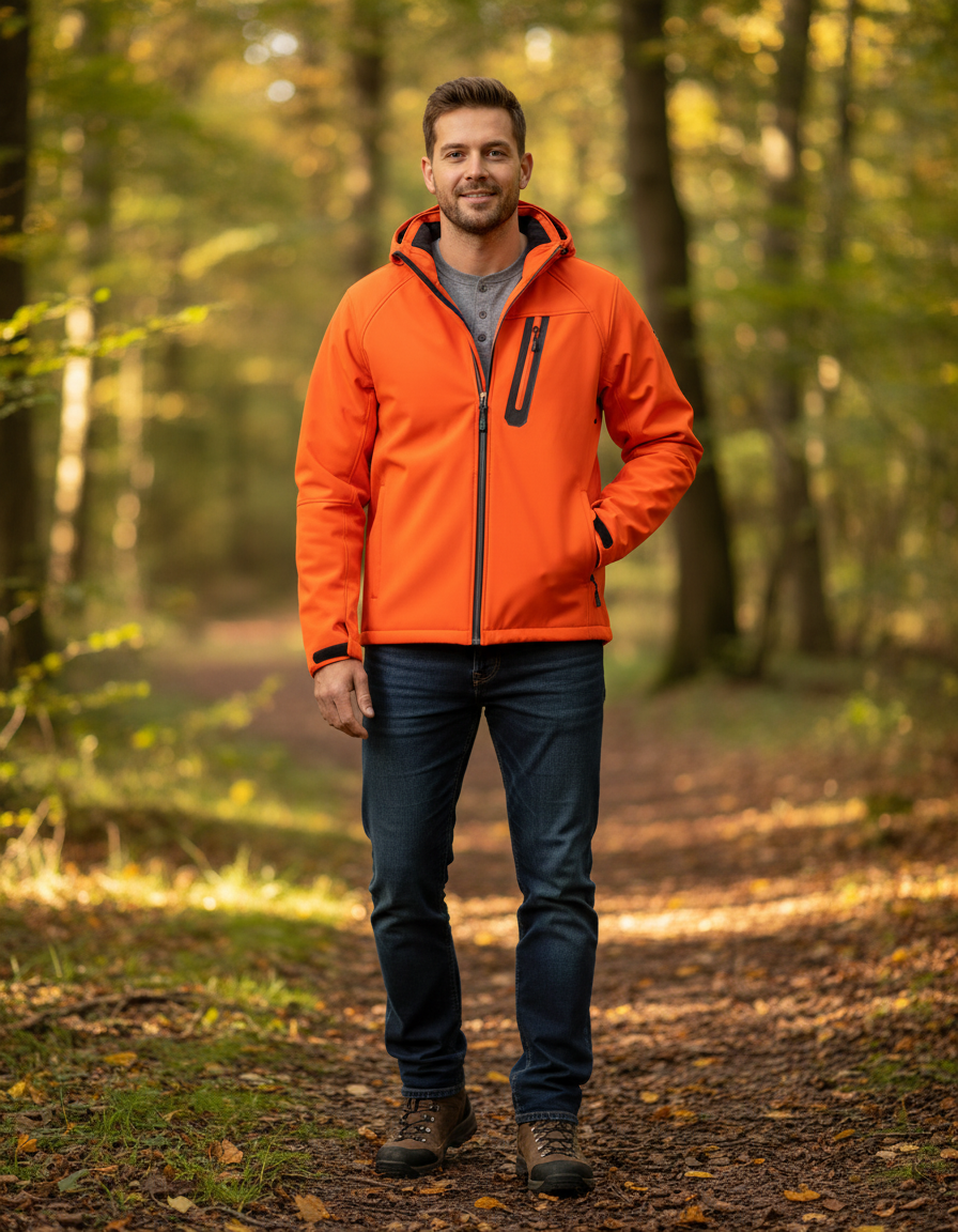 Moška softshell jakna Result Recycled, vodoodporna in zračno dihača, prikazana na modelu v naravnem okolju.