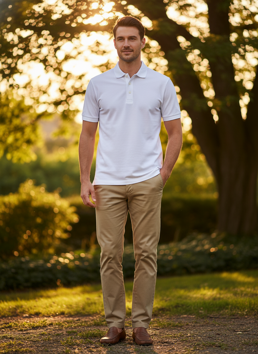 Moška polo majica Tee Jays s kratkimi rokavi, modna in udobna, prikazana v sliki s podrobnimi detajli.