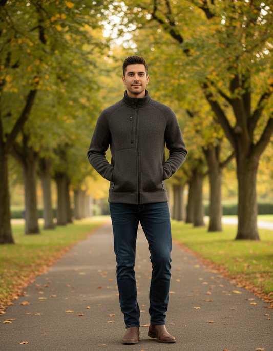 Herren-Fleecejacke mit Strickmuster - Kariban | K9106