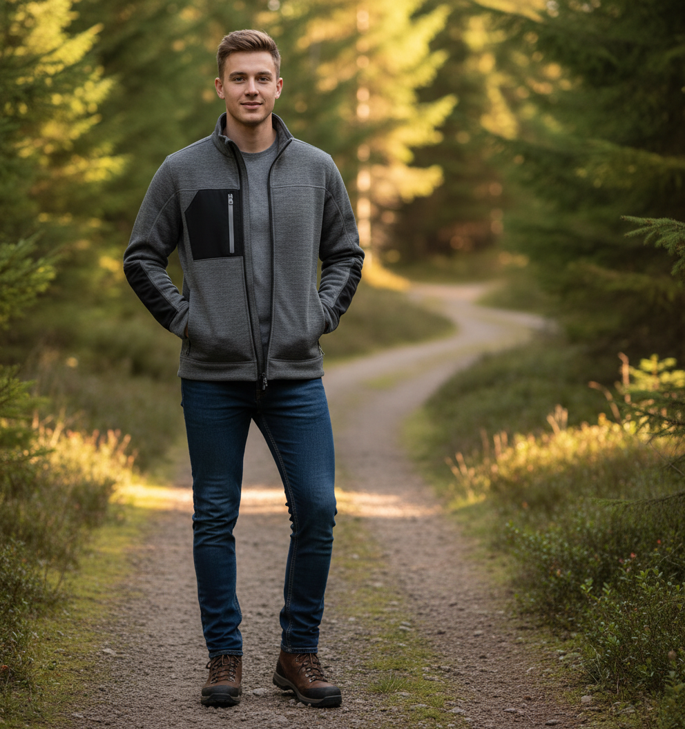 Moška flis jakna s pleteno teksturo - James & Nicholson | JN 1818 - oblekanadom