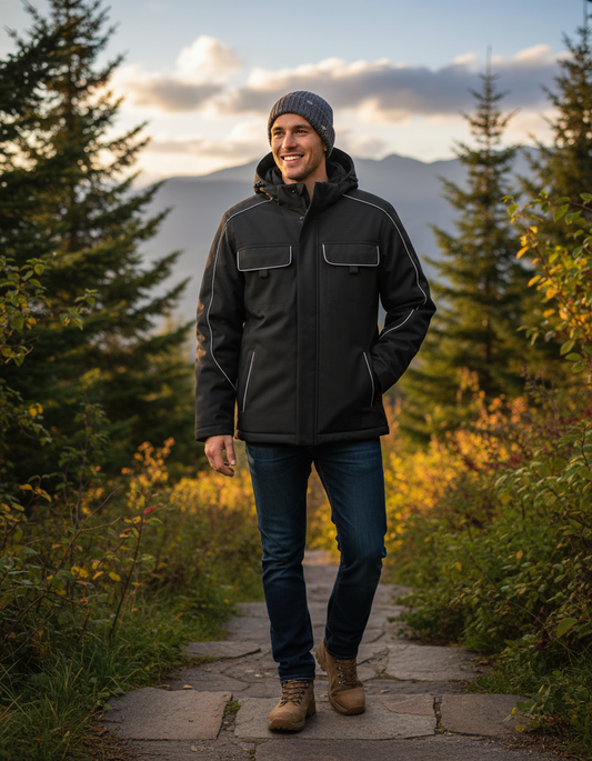 Moška softshell jakna za delo James & Nicholson, enobarvna, z notranjo oblogo za zaščito in udobje.