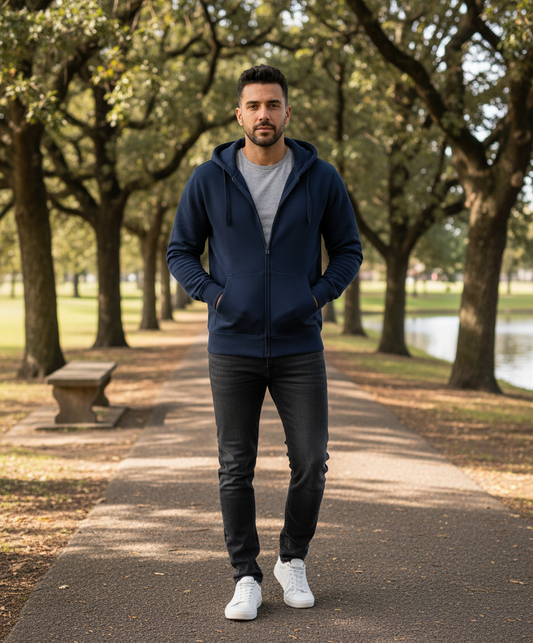 Kapuzenpullover für Herren – B&C | Durchgehender Reißverschluss