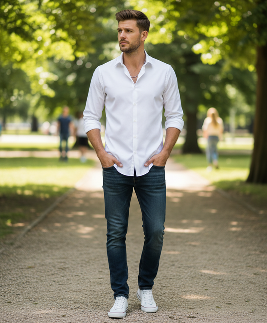 Herren Langarmshirt F.O.L.  Popeline-Hemd LSL