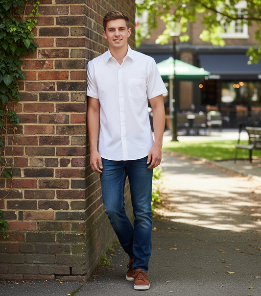 Herrenhemd mit kurzen Ärmeln F.O.L.  Popeline-Hemd SSL