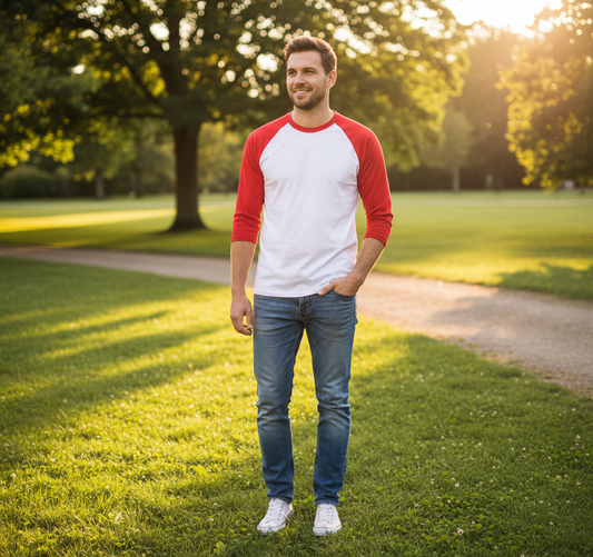 Kurzärmliges B&C Base-Ball-T-Shirt für Herren