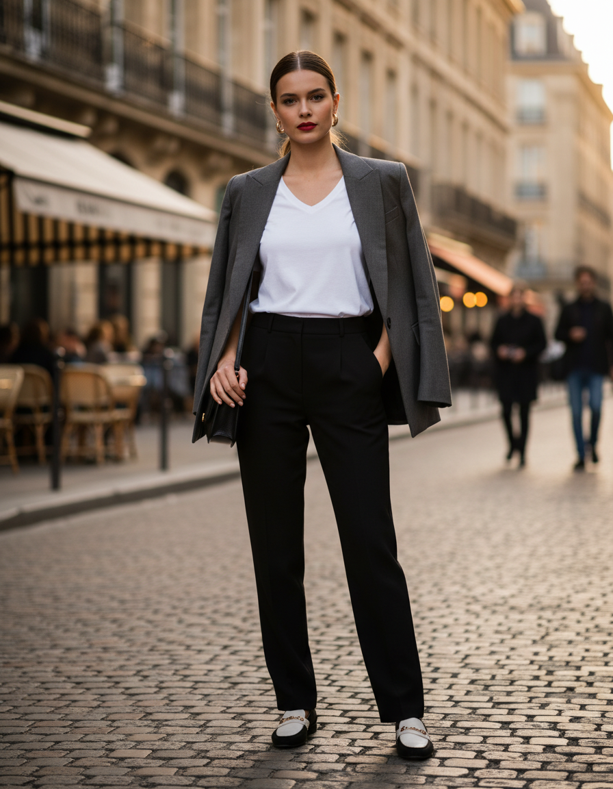 Ženska majica F.O.L. Lady-Fit Valueweight s V-izrezom in kratkimi rokavi, bela, na sliki.