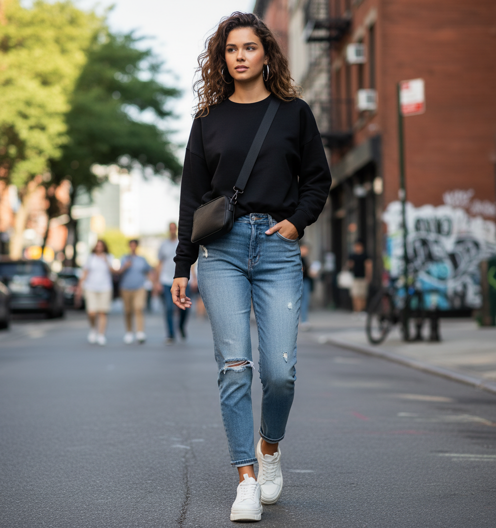 Women's Next Level Apparel N 9087 pullover sweater in soft fabric, featuring a classic fit and crew neckline.