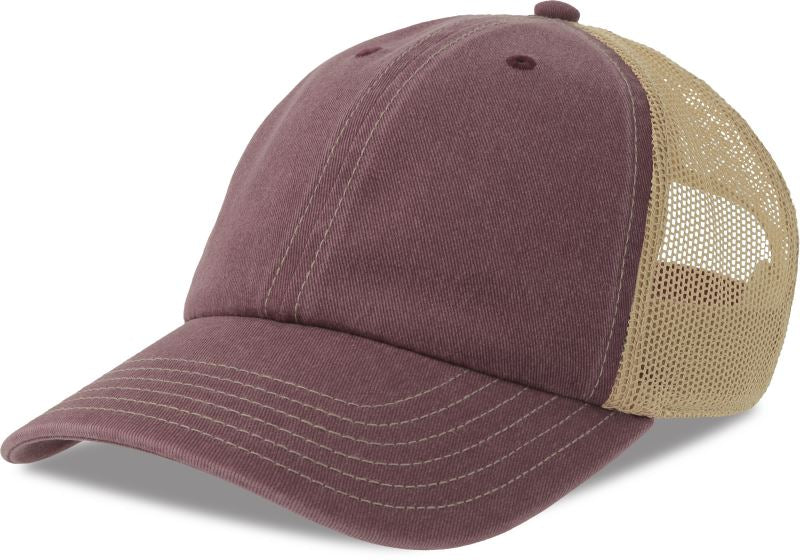 Unisex 6 Panel Vintage Trucker kapa Atlantis – burgundy/khaki
