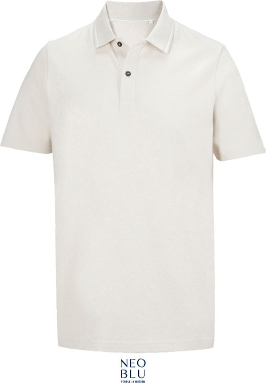 Moška polo majica NEOBLU Orel v modri barvi, kratke rokave, iz bombaža, prikazana na modelu.
