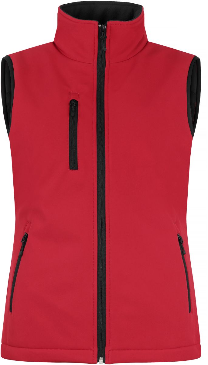Ženska podložena softshell brezrokavnik Clique – Rdeča