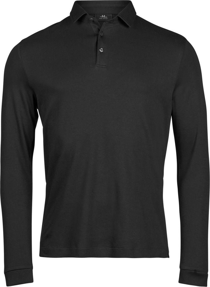 Unisex pima Cotton polo z dolgimi rokavi TEE JAYS – Črna