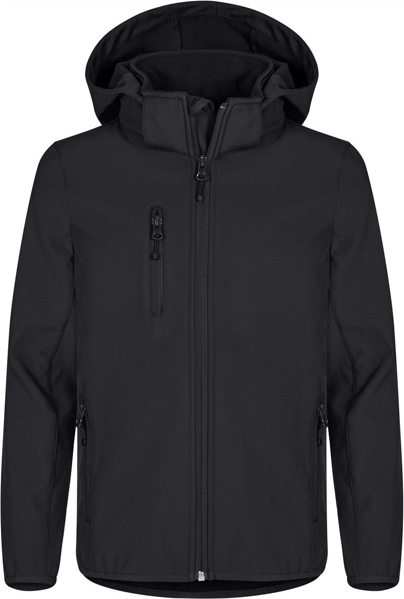 Otroška trislojna softshell jakna s kapuco Clique Classic Softshell Jkt Jr - Črna