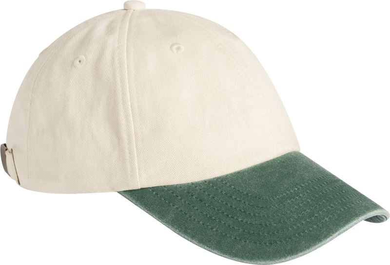 Unisex 6 Panel Low Profile Contrast kapa Beechfield – natural/vintage bottle green