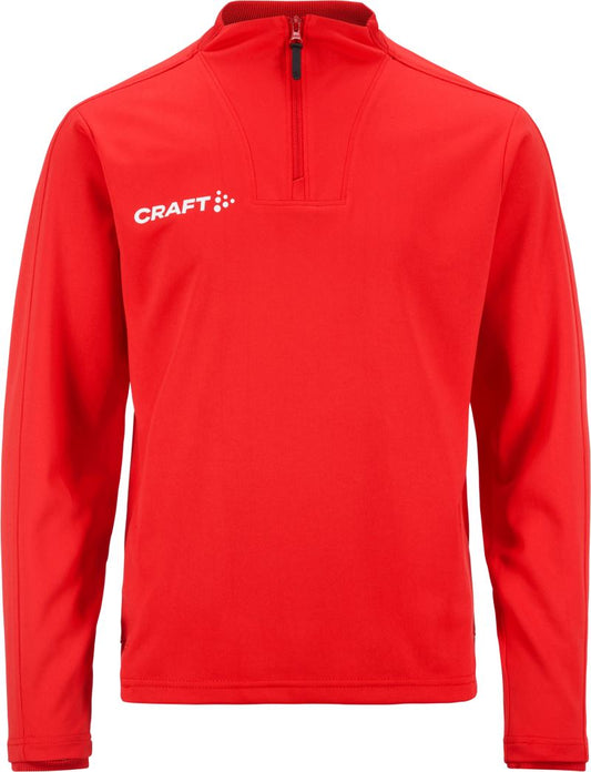 Craft Evolve 2.0 otroški športni pulover s kratko zadrgo, Svetlo rdeča