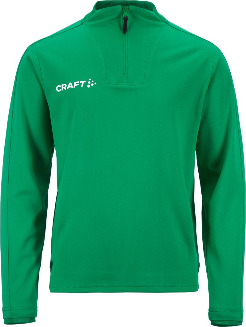 Craft Evolve 2.0 otroški športni pulover s kratko zadrgo, Ekipno zelena
