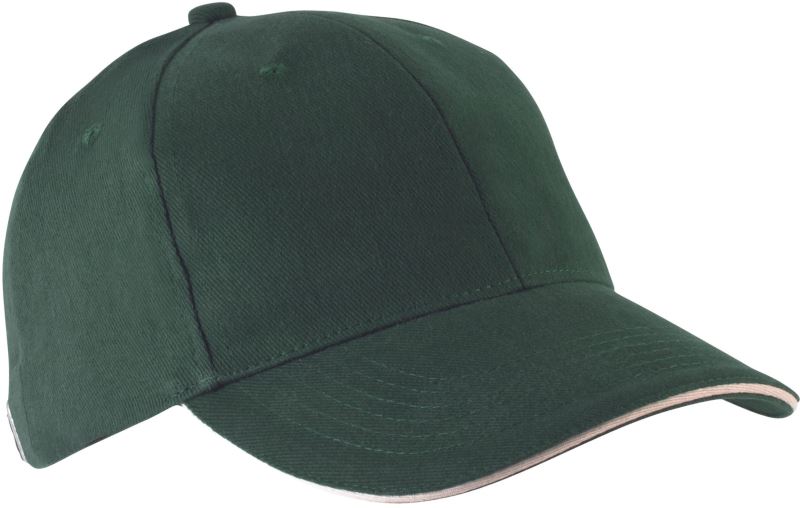 Unisex 6 Panel Sandwich kapa "Orlando" Kariban – forest green/beige