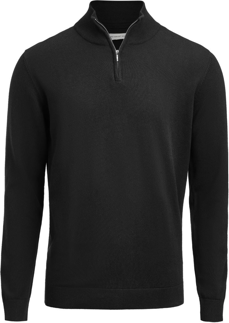 Unisex Pullover z 1/4 zadrgo James Harvest – Črna