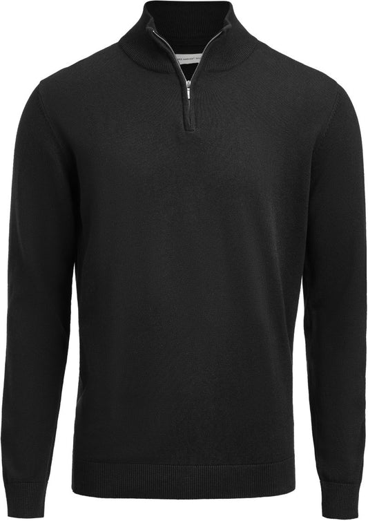 Unisex Pullover z 1/4 zadrgo James Harvest – Črna