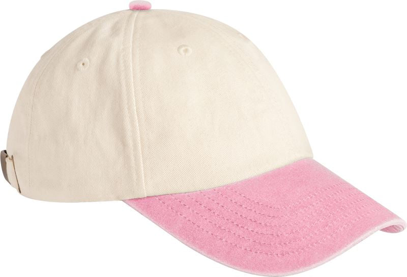 Unisex 6 Panel Low Profile Contrast kapa Beechfield – natural/vintage dusky pink