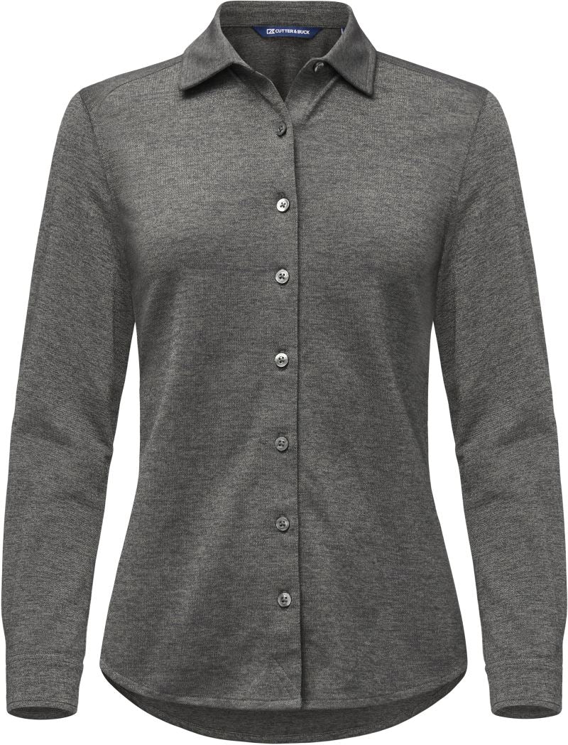 Ženski piqué Blouse dolgi rokav Cutter & Buck – anthracite melange