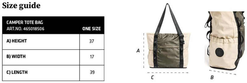 Tabela velikosti za Nakupovalna torba Tenson Camper Tote Bag