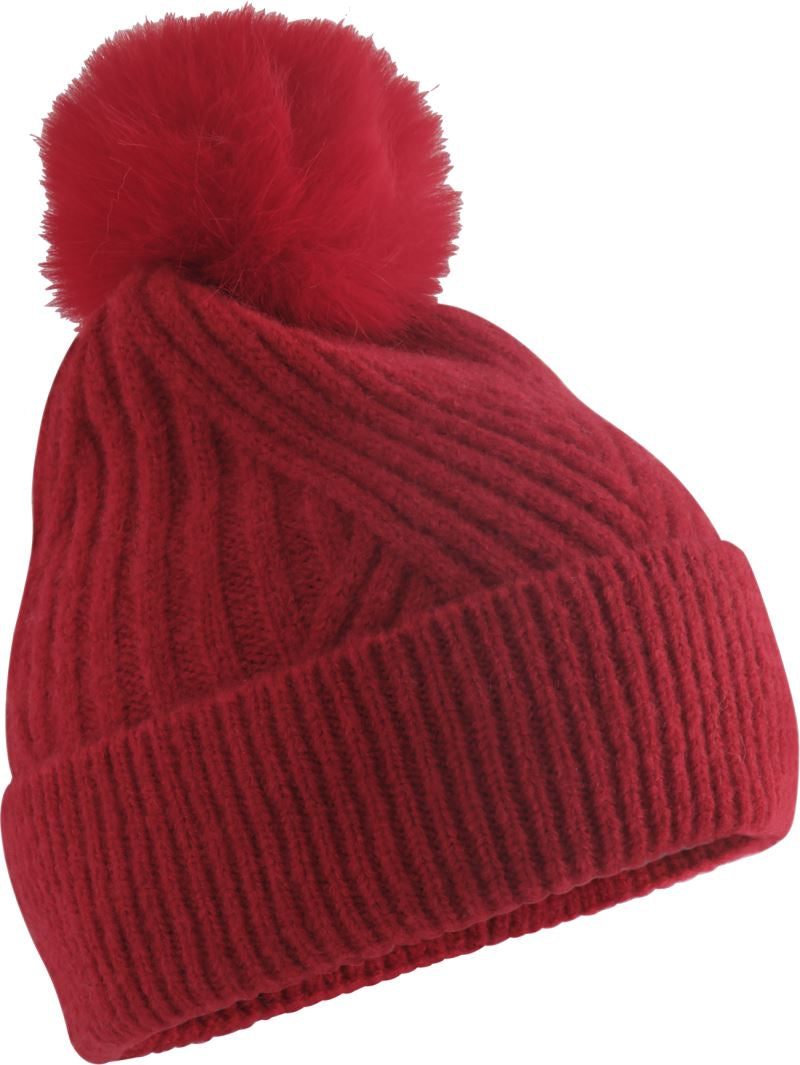 Unisex knitted Hat Pompon "Snow Luxe" Beechfield – classic red
