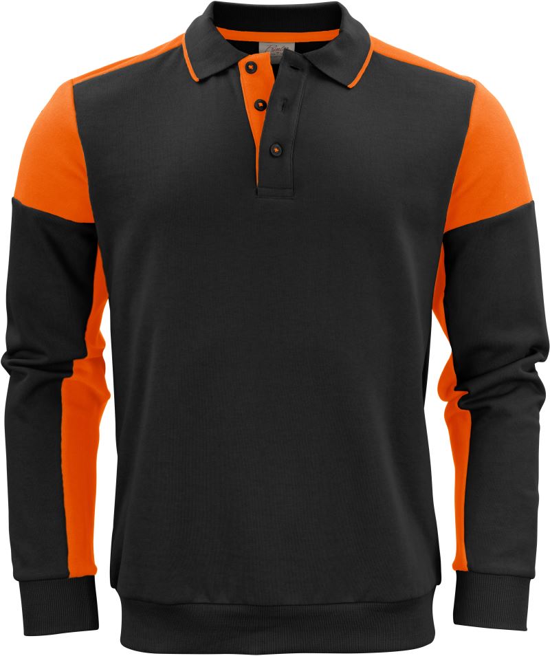 Unisex polo pulover Printer – black/orange