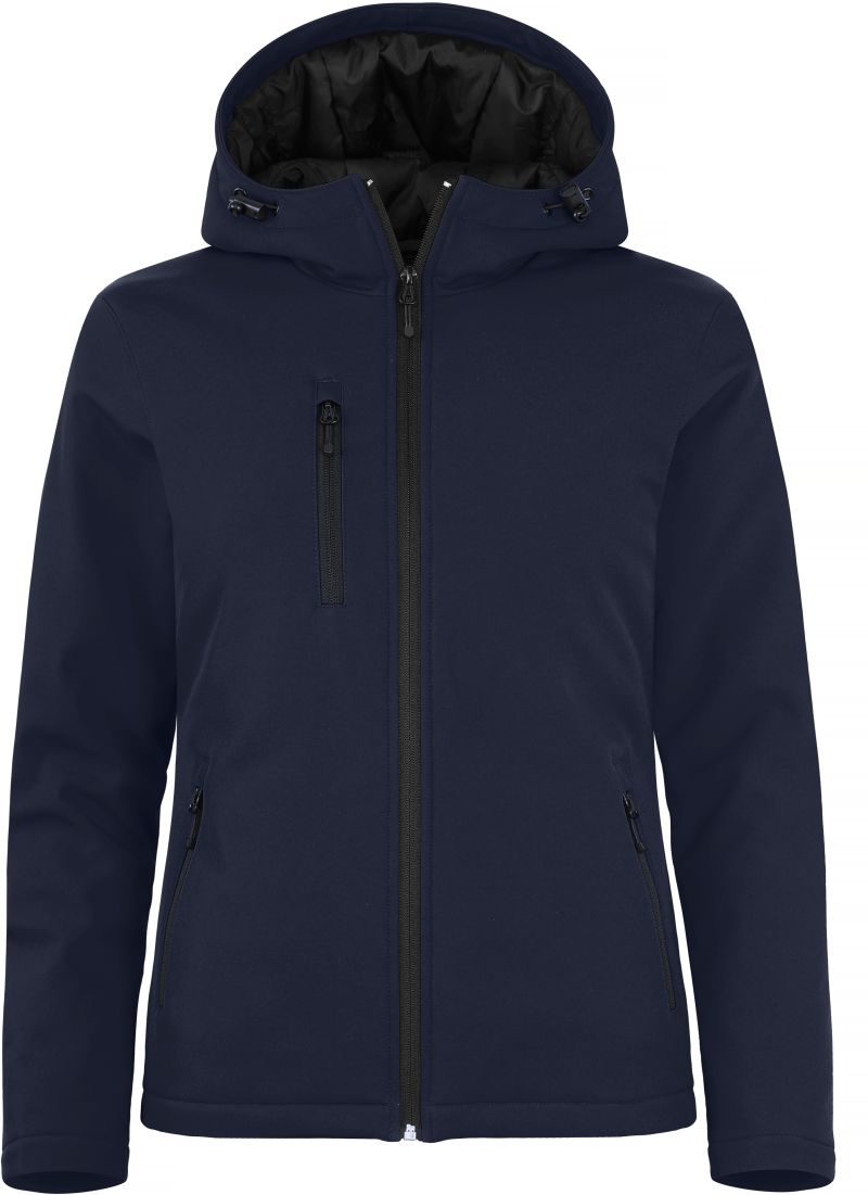 Ženska podložena s kapuco softshell jakna Clique – dark navy