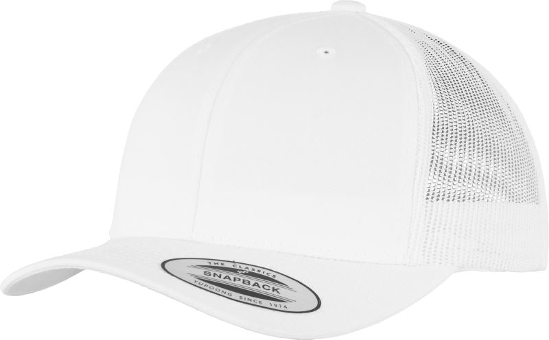 Flexfit vintidž kamionska kapa 6606Caps, modra s nastavljivim trakovi in logotipom na sprednji strani.