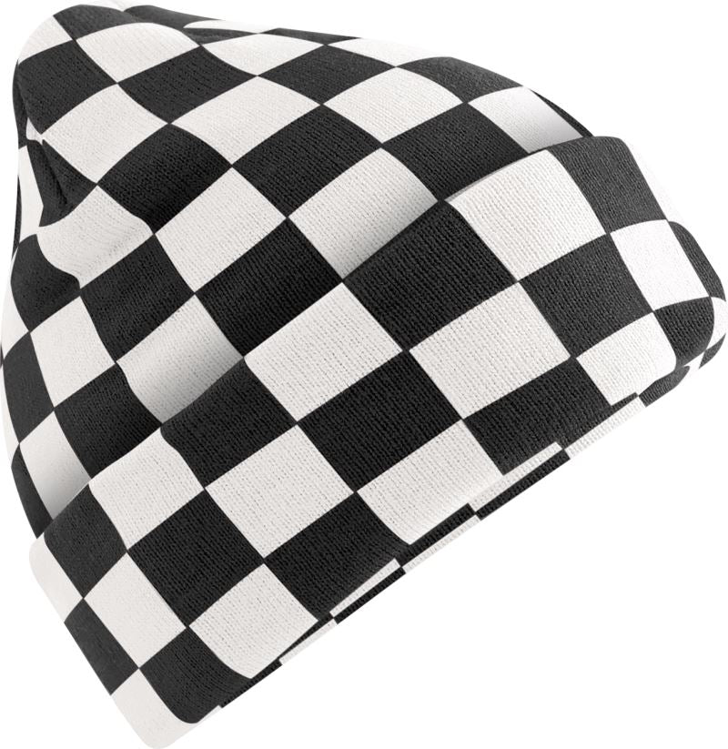 Unisex knitted Hat "Checkerboard" Beechfield – black/soft white