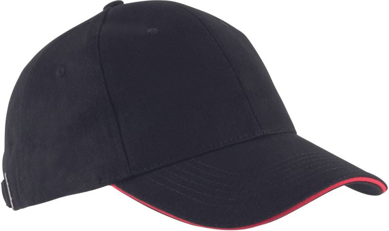 Unisex 6 Panel Sandwich kapa "Orlando" Kariban – black/red