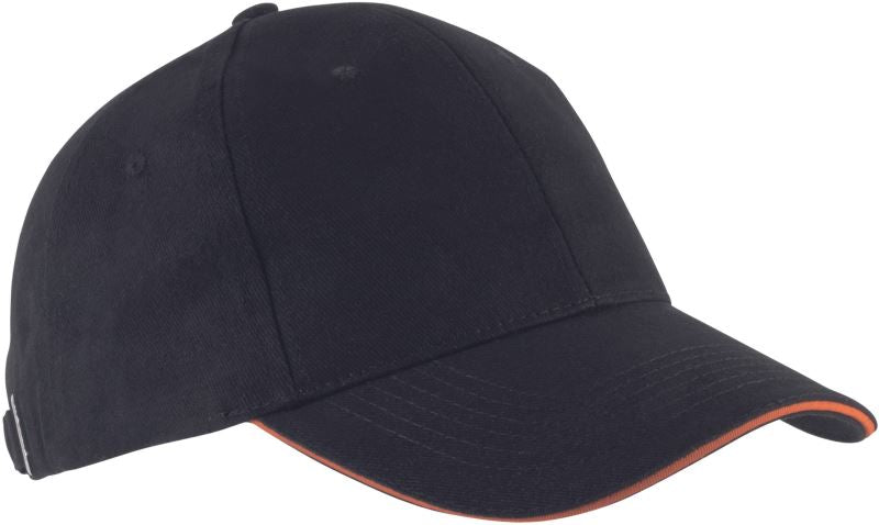 Unisex 6 Panel Sandwich kapa "Orlando" Kariban – black/orange