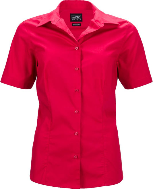 Ženska poslovna poplin bluza s kratkimi rokavi James & Nicholson JN 643