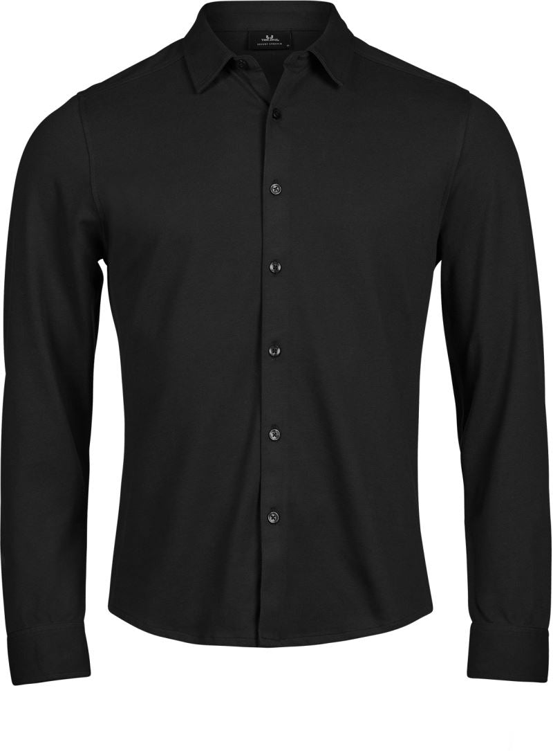 Unisex piqué Shirt z dolgimi rokavi "Luxury Stretch" TEE JAYS – Črna